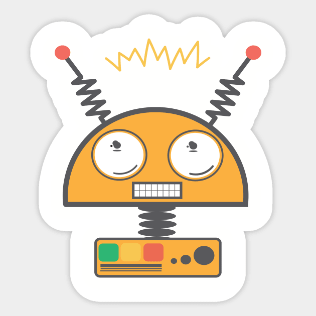 Retro Sci-Fi Fun Pet Robot BoomBoomInk Sticker by BoomBoomInk